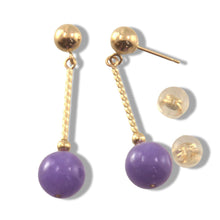 Load image into Gallery viewer, 14K Yellow Gold Twist Tube Lavender Jade Earrings