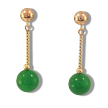 Load image into Gallery viewer, 14K Yellow Gold Twist Tube Green Jade Earrings