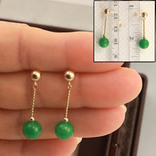 Load image into Gallery viewer, 14K Yellow Gold Twist Tube Green Jade Earrings