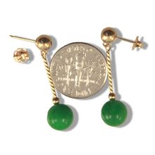 Load image into Gallery viewer, 14K Yellow Gold Twist Tube Green Jade Earrings