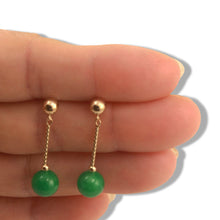 Load image into Gallery viewer, 14K Yellow Gold Twist Tube Green Jade Earrings