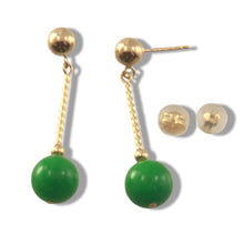 Load image into Gallery viewer, 14K Yellow Gold Twist Tube Green Jade Earrings