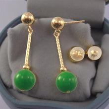 Load image into Gallery viewer, 14K Yellow Gold Twist Tube Green Jade Earrings