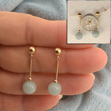 Load image into Gallery viewer, 14K Yellow Gold Twist Tube Celadon Green Jade Earrings