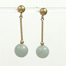 Load image into Gallery viewer, 1105004 14KT YELLOW GOLD TWIST TUBE CELADON GREEN JADE EARRINGS