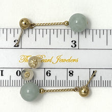 Load image into Gallery viewer, 1105004 14KT YELLOW GOLD TWIST TUBE CELADON GREEN JADE EARRINGS