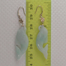Load image into Gallery viewer, 14K Yellow Gold Hawaiian Plumeria Dolphin Jade Dangle Earrings