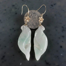 Load image into Gallery viewer, 14K Yellow Gold Hawaiian Plumeria Dolphin Jade Dangle Earrings