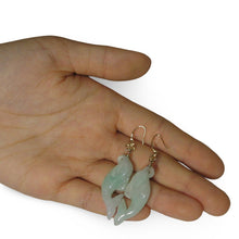 Load image into Gallery viewer, 14K Yellow Gold Hawaiian Plumeria Dolphin Jade Dangle Earrings