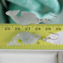 Load image into Gallery viewer, 14K White Gold Hawaiian Plumeria Hook Dolphin Jade Dangle Earrings