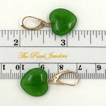 Load image into Gallery viewer, 1110093 HEART SHAPE GREEN JADE DROP EARRINGS IN 14KT ROSE GOLD