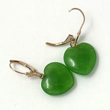 Load image into Gallery viewer, 1110093 HEART SHAPE GREEN JADE DROP EARRINGS IN 14KT ROSE GOLD