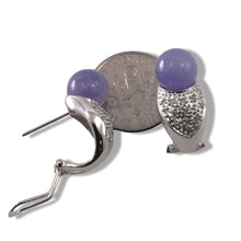 Load image into Gallery viewer, 14K White Gold Diamonds Lavender Jade Omega Back Earrings