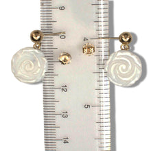 Load image into Gallery viewer, 14K Yellow Gold Mother of Pearl Rose Earrings
