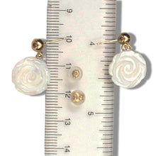 Load image into Gallery viewer, 14K Yellow Gold Mother of Pearl Rose Earrings