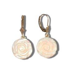Load image into Gallery viewer, 14K Yellow Gold Mother of Pearl Leverback Earrings
