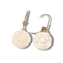 Load image into Gallery viewer, 14K Yellow Gold Mother of Pearl Leverback Earrings