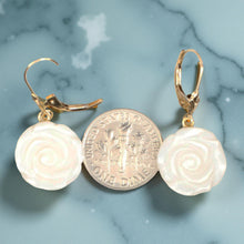 Load image into Gallery viewer, 14K Yellow Gold Mother of Pearl Leverback Earrings