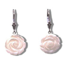 Load image into Gallery viewer, 14K White Gold Mother of Pearl Leverback Earrings