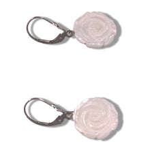 Load image into Gallery viewer, 14K White Gold Mother of Pearl Leverback Earrings