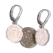 Load image into Gallery viewer, 14K White Gold Mother of Pearl Leverback Earrings
