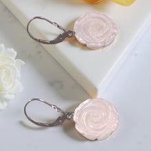 Load image into Gallery viewer, 14K White Gold Mother of Pearl Leverback Earrings