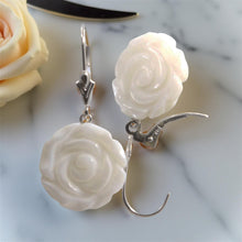 Load image into Gallery viewer, 14K White Gold Mother of Pearl Leverback Earrings