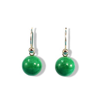 Load image into Gallery viewer, 14K Yellow Gold Green Jade Drop Earrings