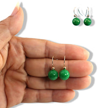 Load image into Gallery viewer, 14K Yellow Gold Green Jade Drop Earrings