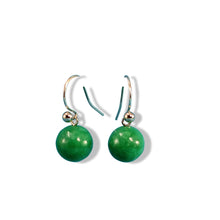 Load image into Gallery viewer, 14K Yellow Gold Green Jade Drop Earrings