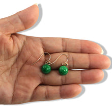 Load image into Gallery viewer, 14K Yellow Gold Green Jade Drop Earrings