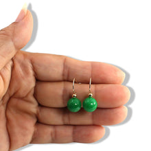 Load image into Gallery viewer, 14K Yellow Gold Green Jade Drop Earrings