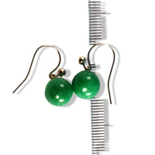 Load image into Gallery viewer, 14K Yellow Gold Green Jade Drop Earrings