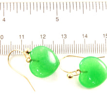 Load image into Gallery viewer, 14K Yellow Gold Genuine Green Jade Heart Drop Earrings