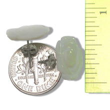 Load image into Gallery viewer, 14K White Gold Hand-Carved Rose Mother of Pearl Earrings