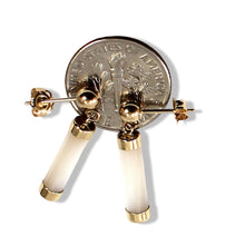 Load image into Gallery viewer, 14K Yellow Gold Ball Dangle White Mother of Pearl Earrings