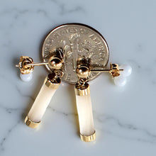 Load image into Gallery viewer, 14K Yellow Gold Ball Dangle White Mother of Pearl Earrings