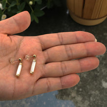 Load image into Gallery viewer, 14K Yellow Gold Ball Dangle White Mother of Pearl Earrings