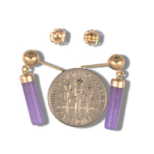 Load image into Gallery viewer, 14K Yellow Gold Ball Dangle Lavender Jade Earrings