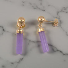 Load image into Gallery viewer, 14K Yellow Gold Ball Dangle Lavender Jade Earrings