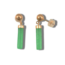 Load image into Gallery viewer, 14K Yellow Gold Ball Dangle Green Jade Earrings