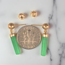 Load image into Gallery viewer, 14K Yellow Gold Ball Dangle Green Jade Earrings