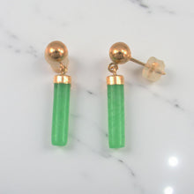 Load image into Gallery viewer, 14K Yellow Gold Ball Dangle Green Jade Earrings