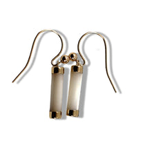 Load image into Gallery viewer, 14K Yellow Gold Dangle White Mother of Pearl Fish-Hook Earrings