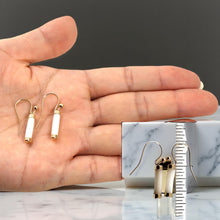 Load image into Gallery viewer, 14K Yellow Gold Dangle White Mother of Pearl Fish-Hook Earrings