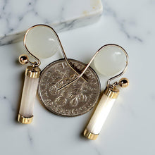 Load image into Gallery viewer, 14K Yellow Gold Dangle White Mother of Pearl Fish-Hook Earrings