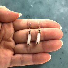 Load image into Gallery viewer, 14K Yellow Gold Dangle White Mother of Pearl Fish-Hook Earrings