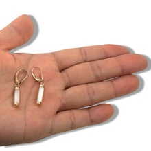 Load image into Gallery viewer, 14K Yellow Gold Leverback Dangle White Mother of Pearl Earrings