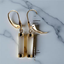 Load image into Gallery viewer, 14K Yellow Gold Leverback Dangle White Mother of Pearl Earrings