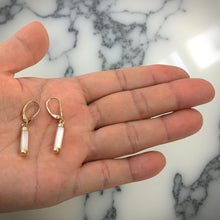 Load image into Gallery viewer, 14K Yellow Gold Leverback Dangle White Mother of Pearl Earrings